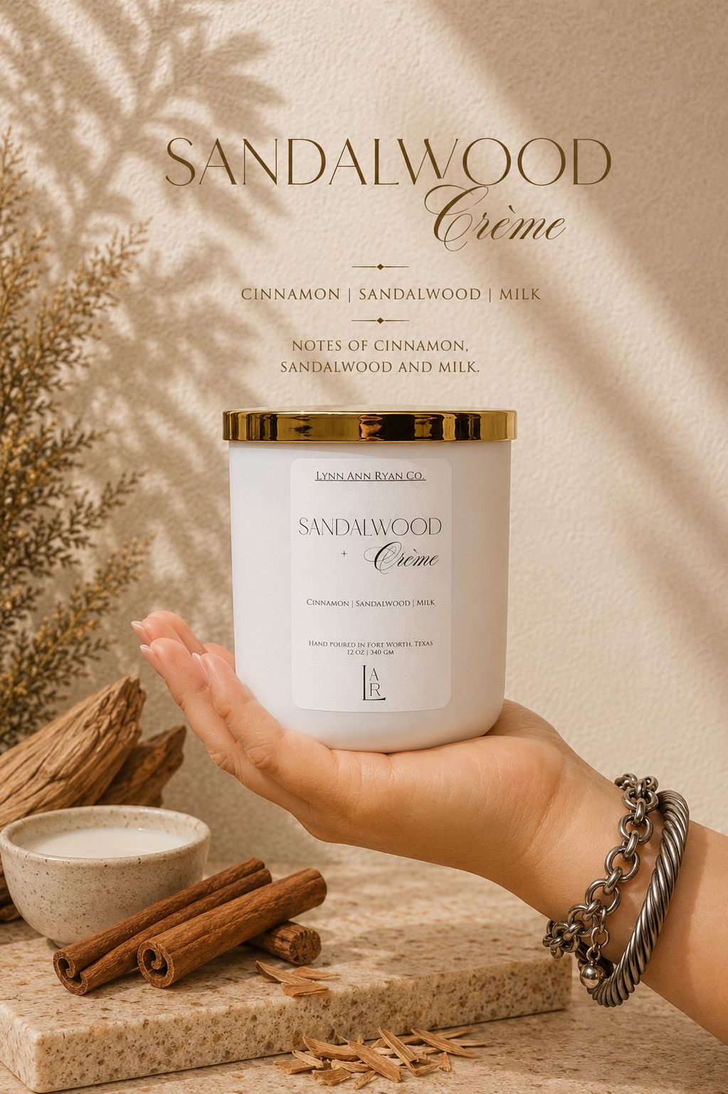 Sandalwood Creme 12 oz Candle